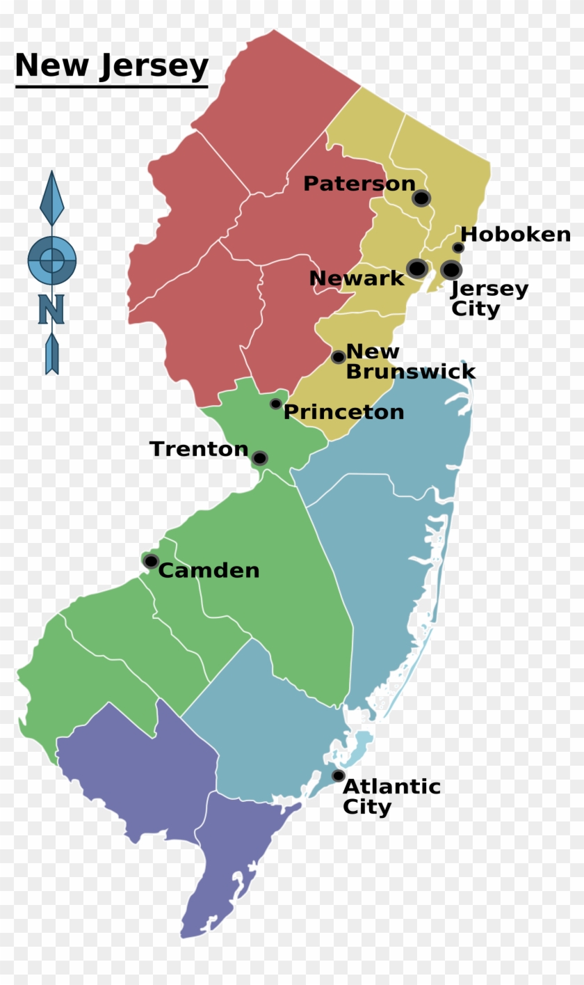 New Jersey Regions Map Large Map Clipart
