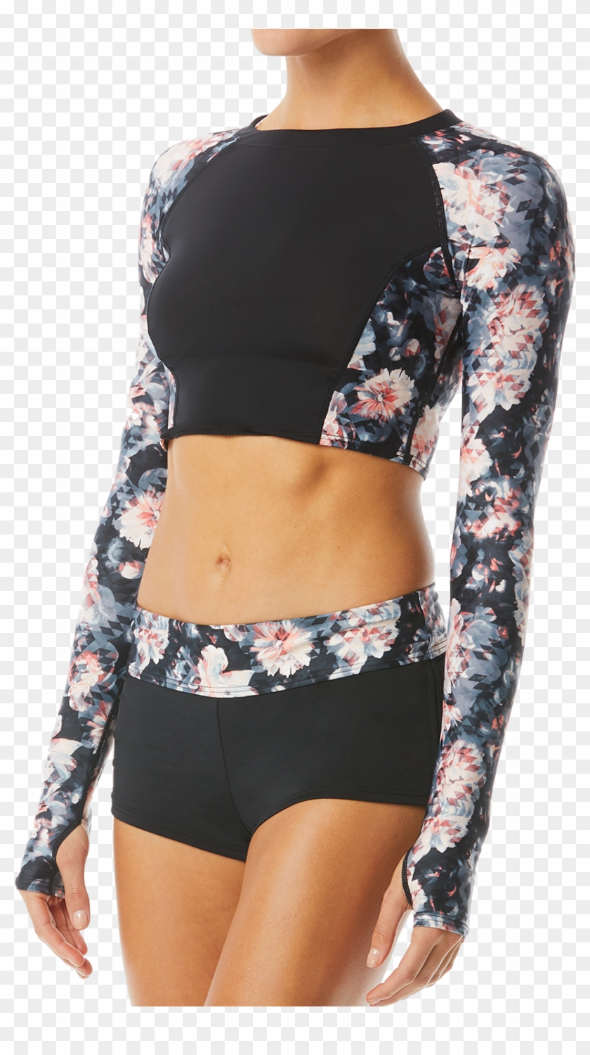 Tyr Women's Maya Long Sleeve Crop Rashguard- Padma - Crop Rashguard Clipart