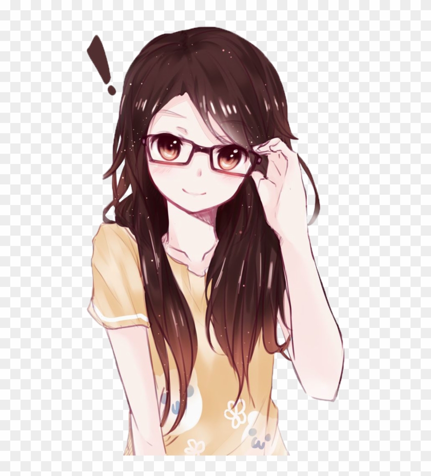 Brunette Anime Girl Glasses , Png Download Clipart