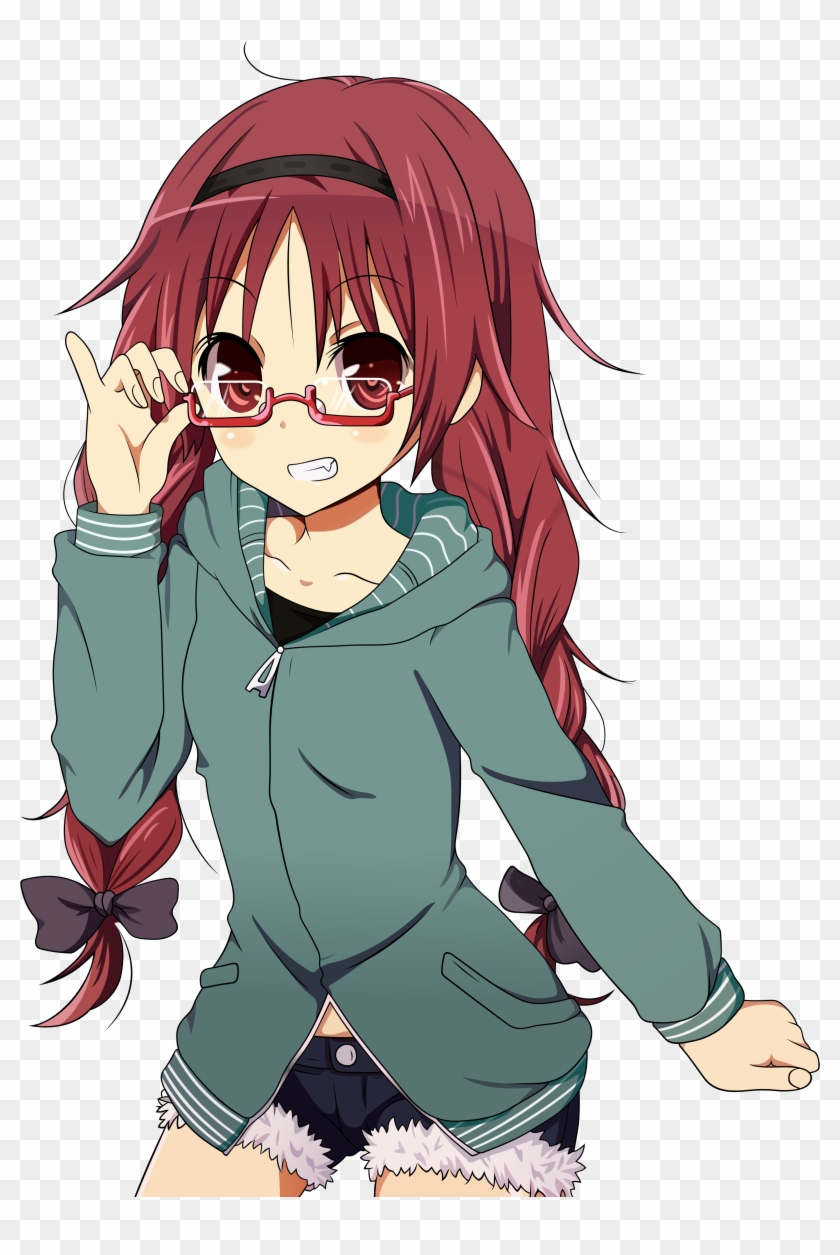 View 1308702113489 , - Red Haired Anime Girl With Glasses Clipart