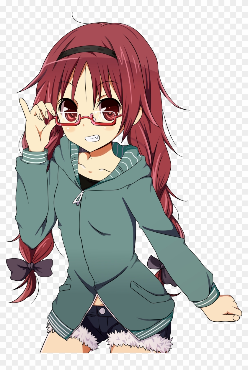 View 1308702113489 Red Haired Anime Girl With Glasses Clipart