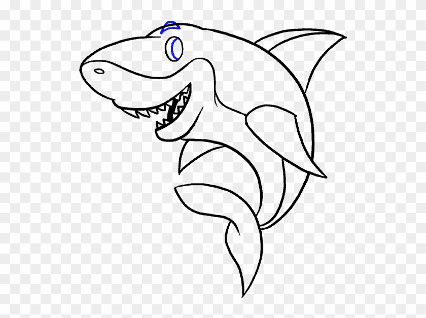 How To Draw A Cartoon Shark Easy Step By Step Drawing - Drawing Shark Eye Clipart #1951214