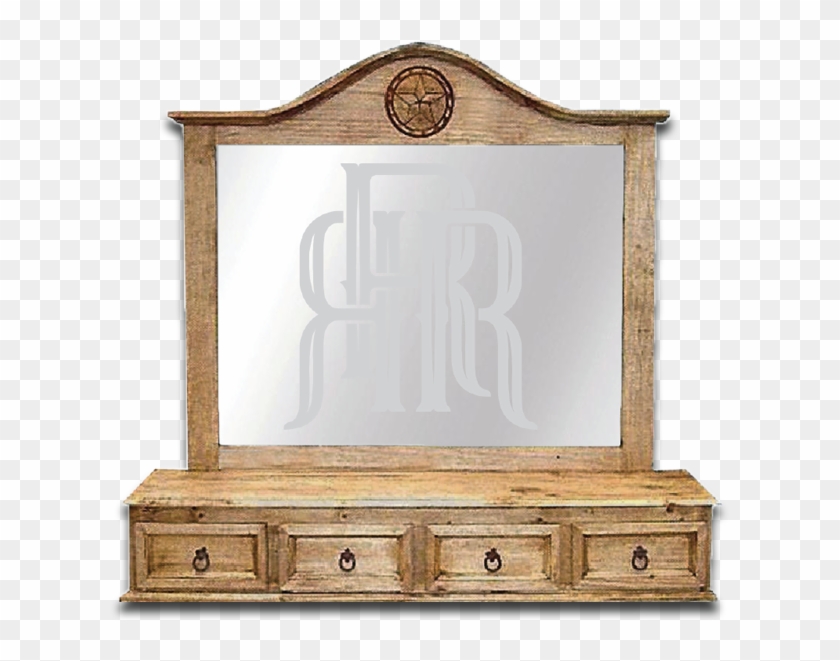 Country Mirror Frame W/star & 4 Drawers 55”w X 12“d - Cupboard Clipart