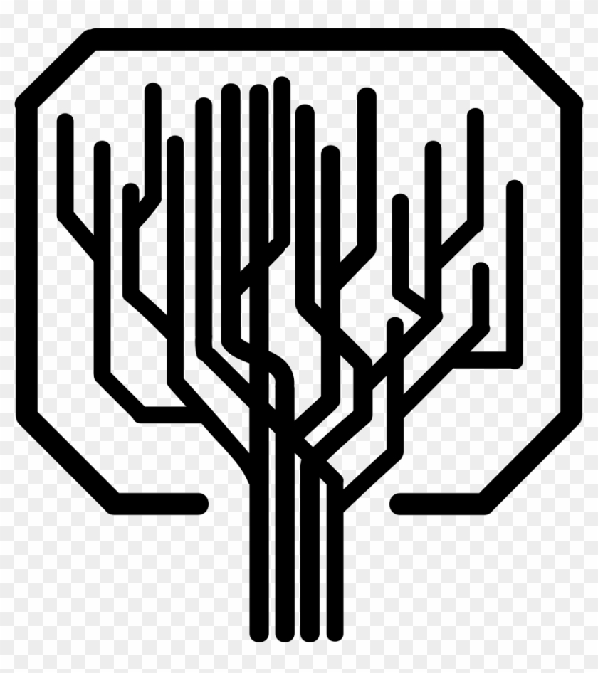 Tree Shape Of Straight Lines Like A Computer Printed - Computer Tree Icon Clipart #1954893