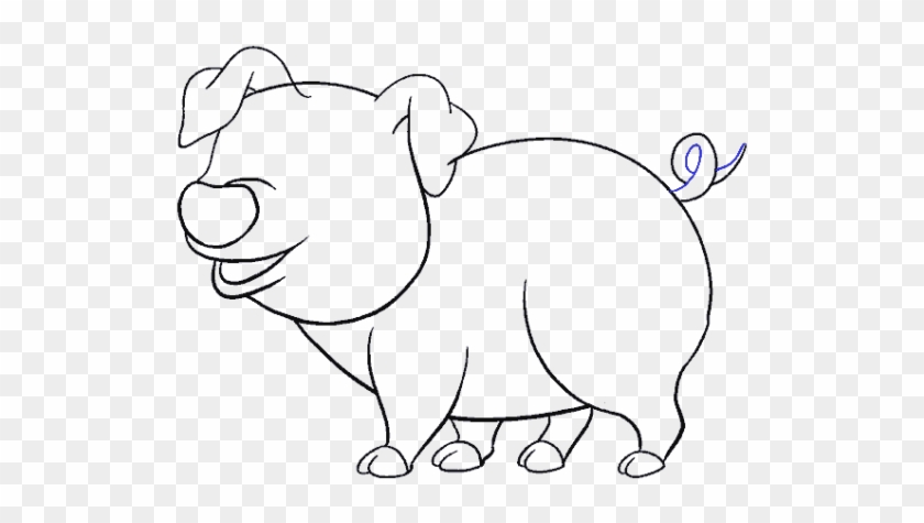 Drawn Pig Pig Tail - Narwhal Drawing Simple Clipart
