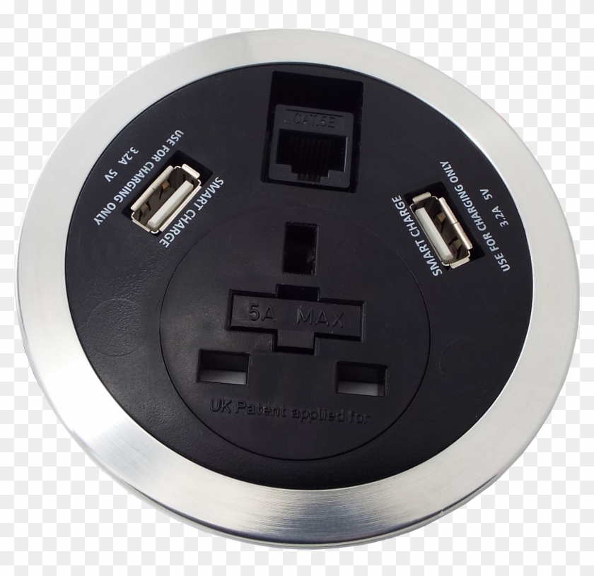 Black Port-el 1 X Power, 1 X Data 2 X Usb - Circle Clipart #1957628