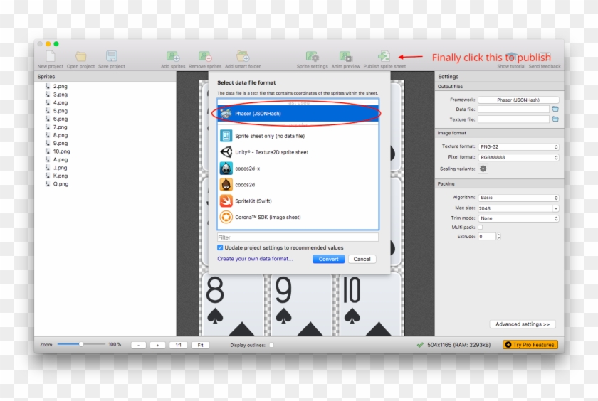 Finally Click On Publish Sprite Sheet To Complete The - Computer Icon Clipart