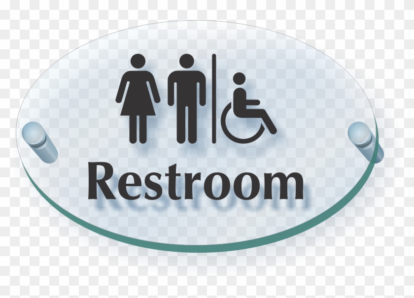 Men Women Handicap Symbol Restroom Clearboss Sign - Mydoorsign Com Clear Boss Clipart