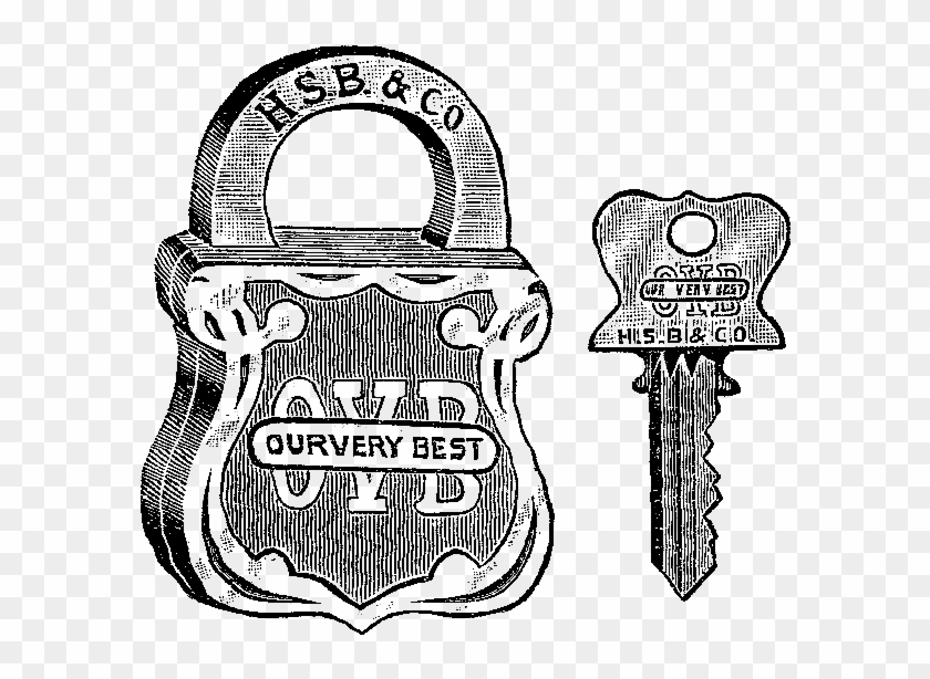 Vintage Clipart Lock And Key - Antique Lock Clip Art - Png Download
