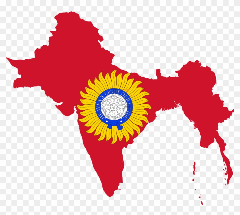 Flag Map Of British India - India Size And Location Clipart #1962494
