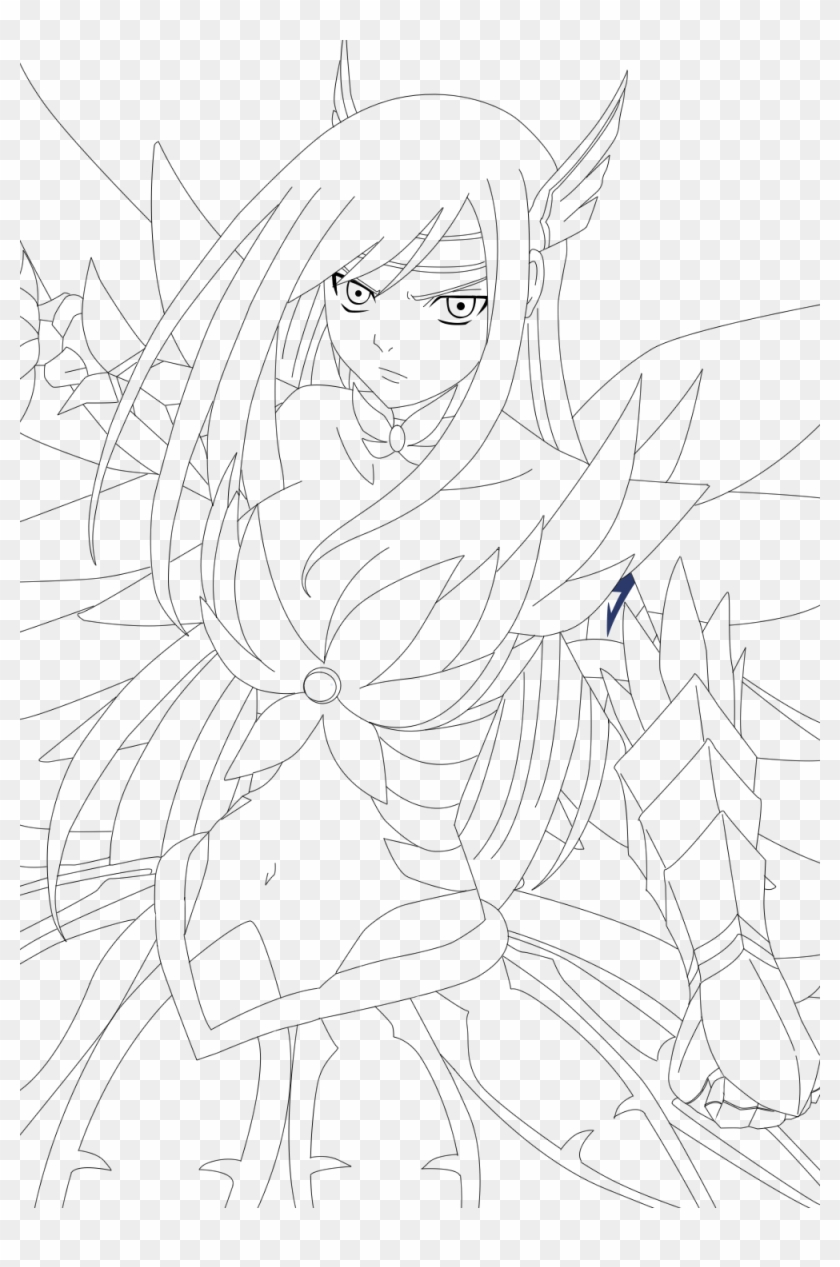 Erza Scarlet Drawing - Line Art Clipart #1962921