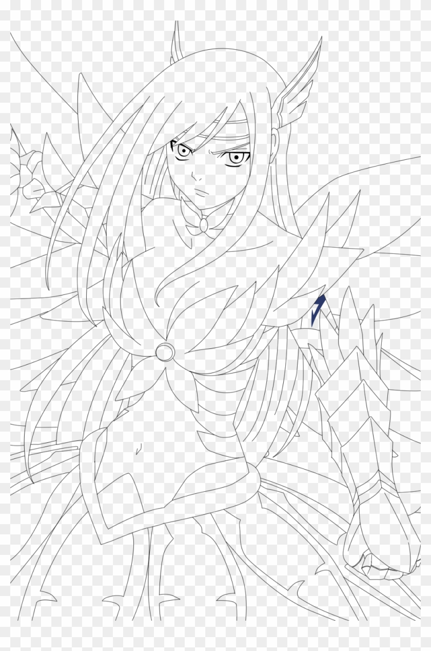 Erza Scarlet Drawing - Line Art Clipart
