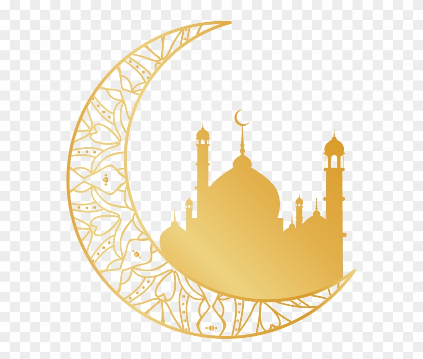Religion Islam Golden Moon Religious Motifs Transprent - Gold Eid Moon Png Clipart #1964208