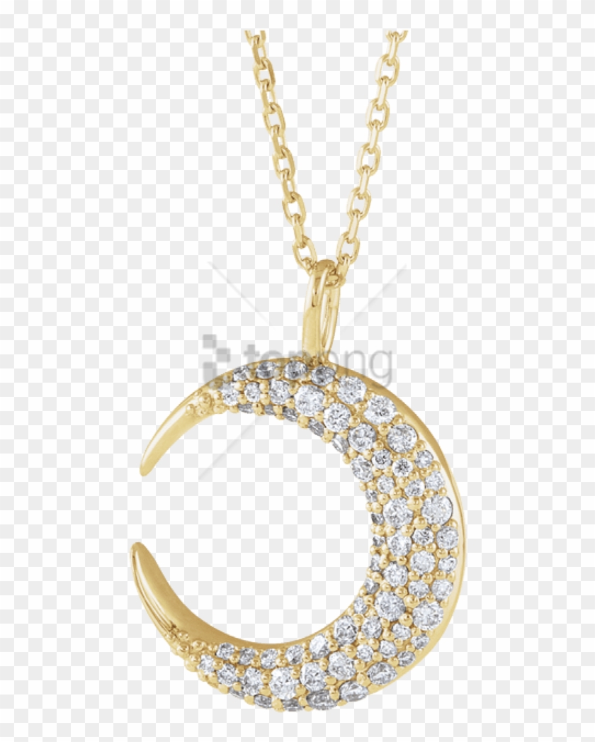 Free Png 14k Yellow Gold 1/3 Ctw Diamond Moon Necklace - Necklace Clipart #1964460