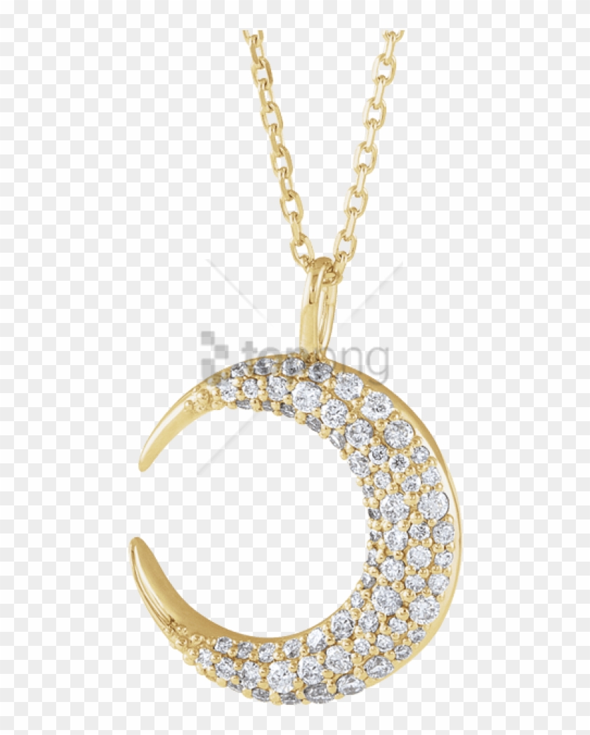 Free Png 14k Yellow Gold 1/3 Ctw Diamond Moon Necklace - Necklace Clipart