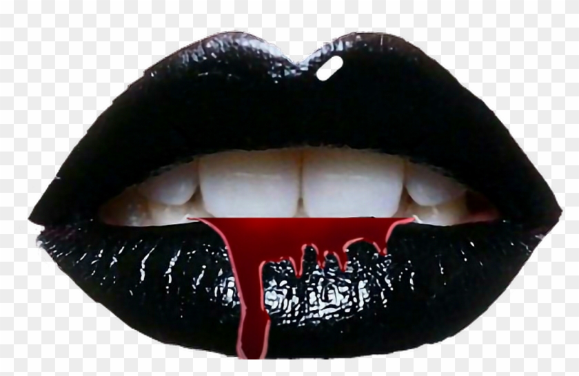#black #blood #halloween #horror #lips - Black Lipstick Lips Clipart