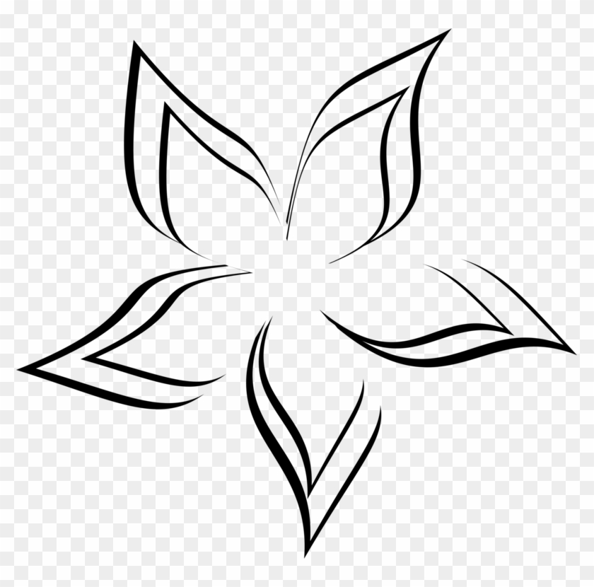 Black And White Drawing Abstract Art Flower Visual - Abstract Art Flowers Black And White Clipart