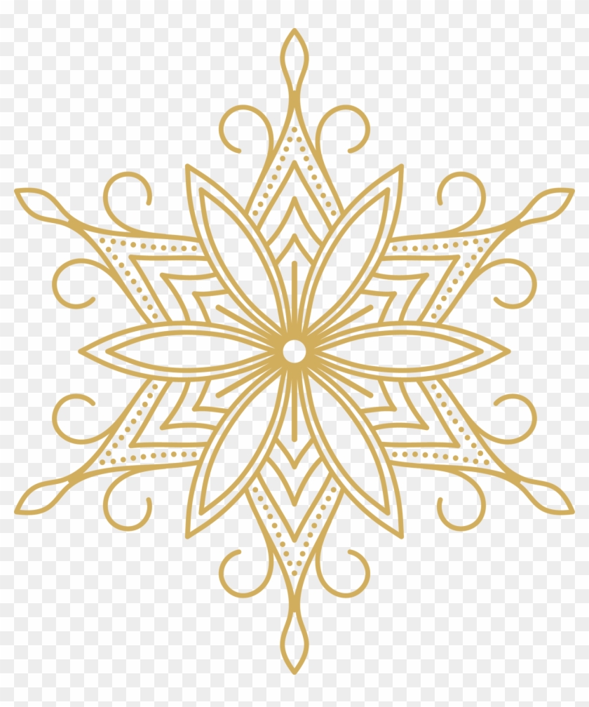 Gold Snowflake - Dibujo De Mandala Flor De Loto Clipart
