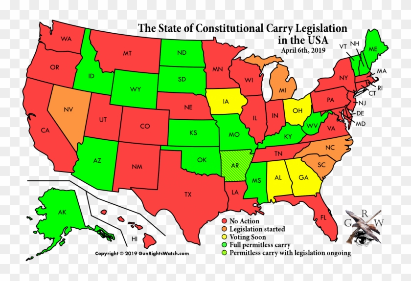 Constitutional Carry States - White Population By State 2016 Clipart #1968335