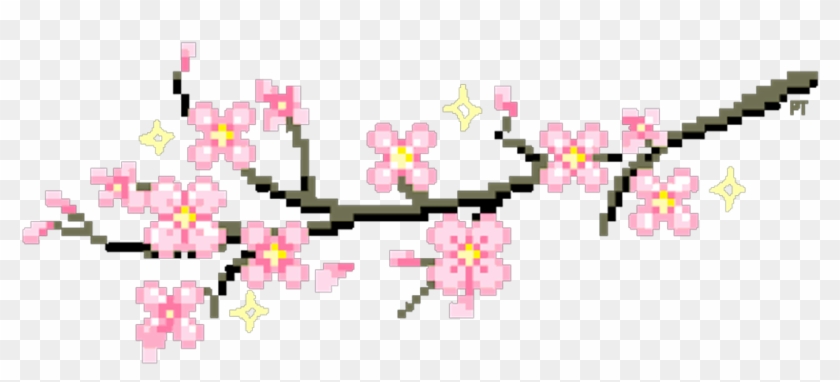 #glitter #cherry #blossom #sakura #aesthetic #tumblr - Pixel Cherry Blossom Png Clipart #1968719