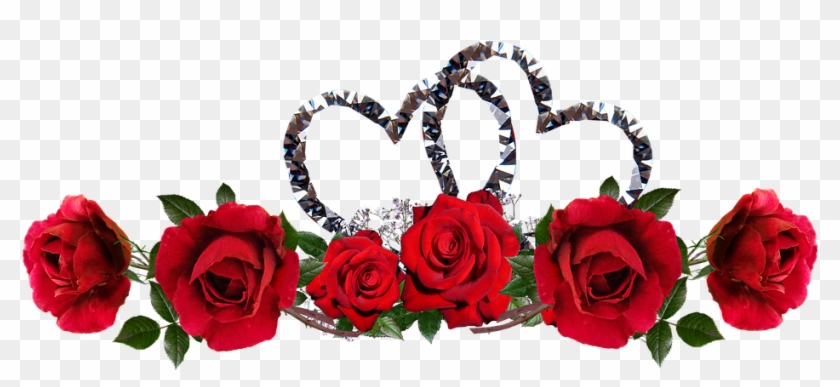 Valentine Roses Red Flowers Hearts Entwined - Garden Roses Clipart