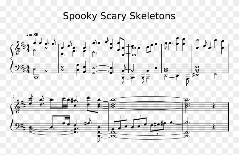 Spooky Scary Skeletons Sheet Music 1 Of 1 Pages - Sheet Music Clipart #1969514