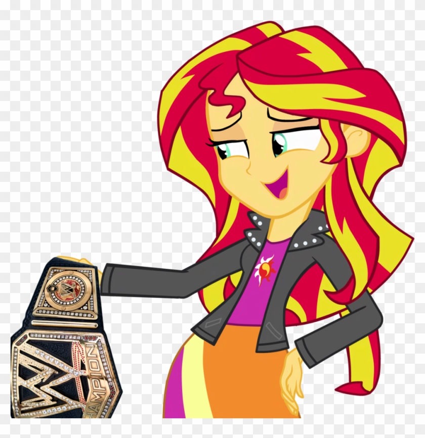 Championship Belt, Edit, Equestria Girls, Safe, Simple - Mlp Eg Sunset Shimmer And Flash Sentry Clipart #1970476