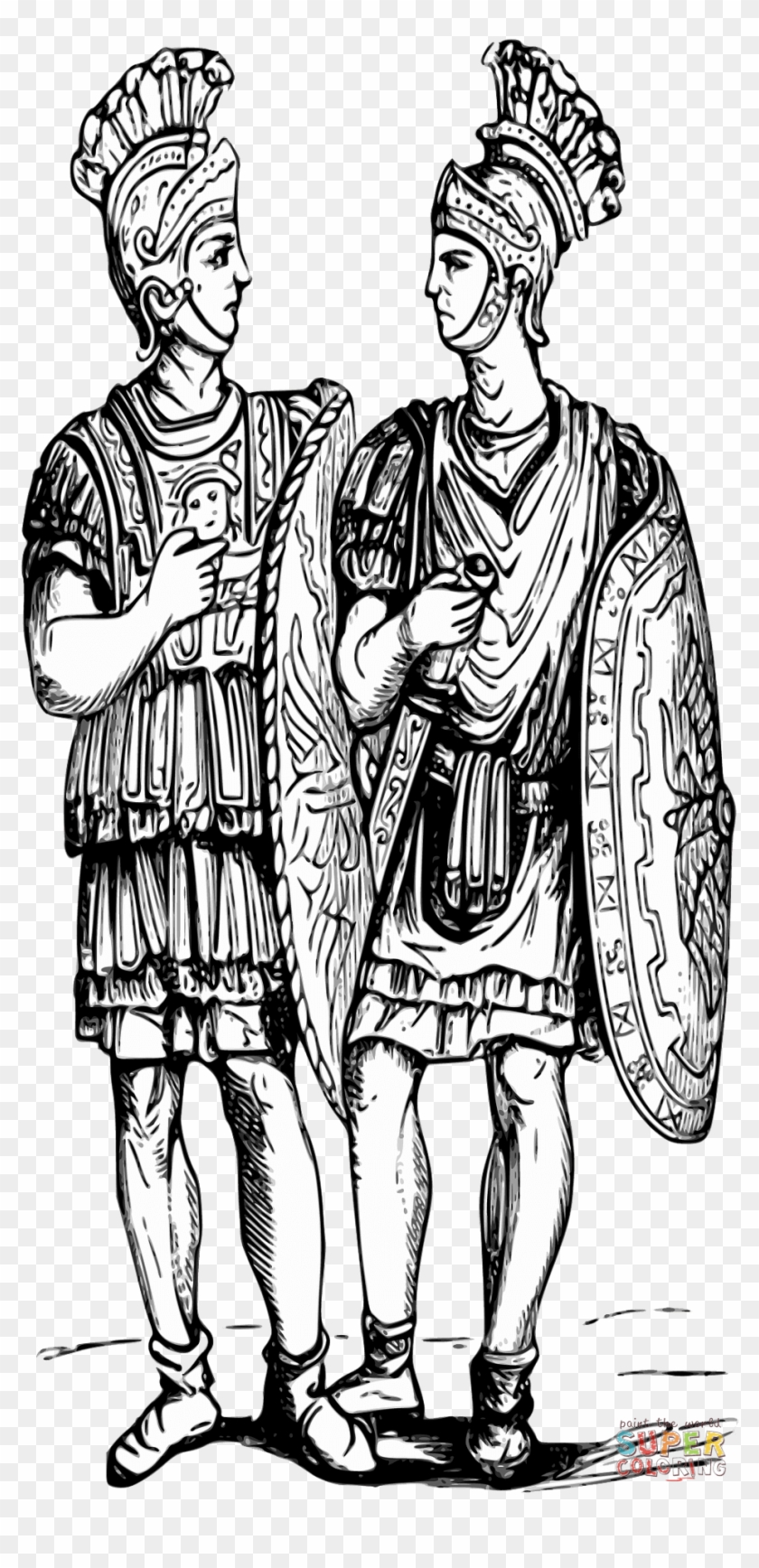 Click The Roman Soldiers Coloring Pages To View Printable - Black And White Roman Soldier Clipart #1971269
