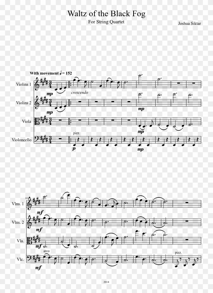 Waltz Of The Black Fog Sheet Music Composed By Joshua - Till I Collapse Alto Sax Clipart #1972113