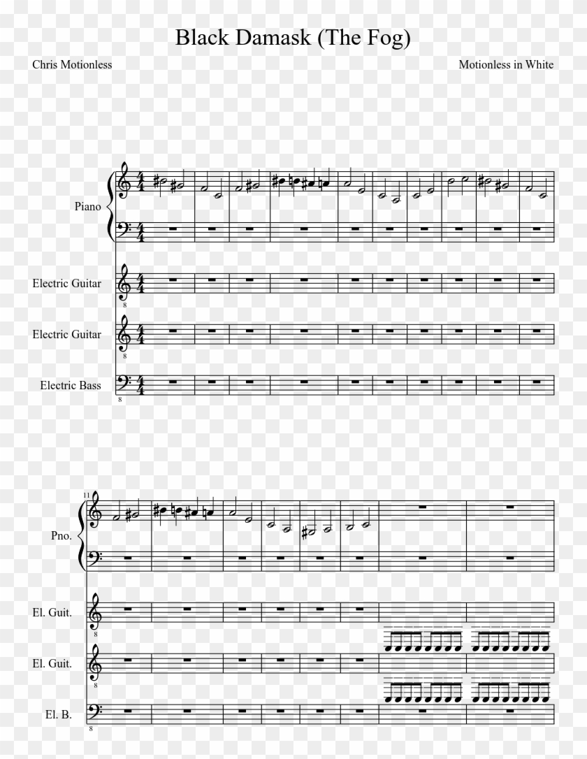 Black Damask Sheet Music Composed By Motionless In Clipart #1972378