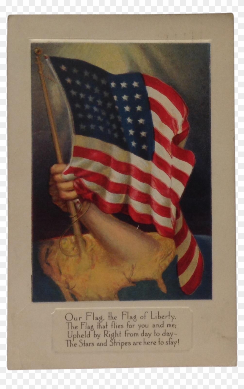 1918 Patriotic Postcard With American Flag - Flag Of The United States Clipart #1972724