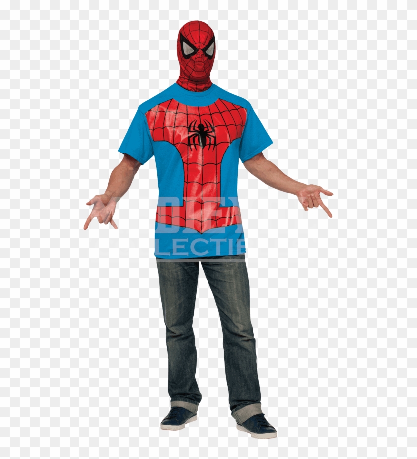 Adult Spider Man Costume Top And Mask - Spiderman Costume For Adult Male Clipart #1973676