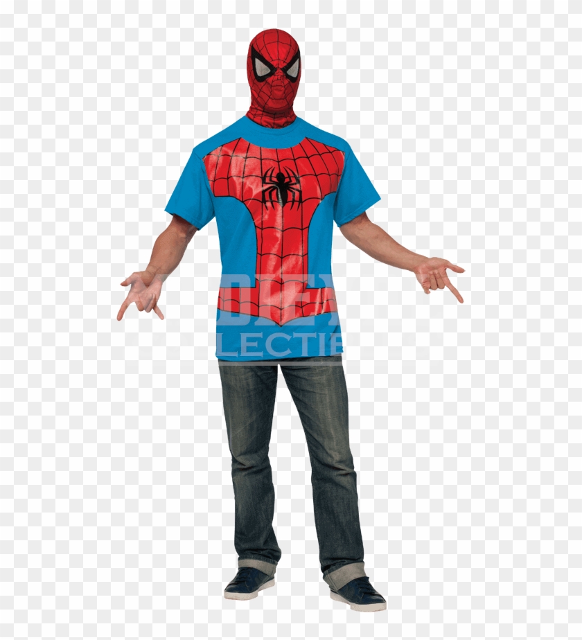 Adult Spider Man Costume Top And Mask - Spiderman Costume For Adult Male Clipart