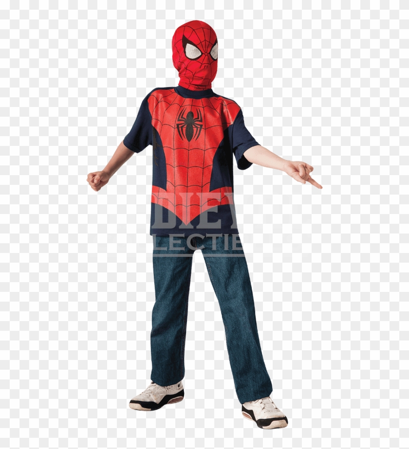 Kids Spider Man Costume Top And Mask - Deguisement Ninjago Enfant Clipart