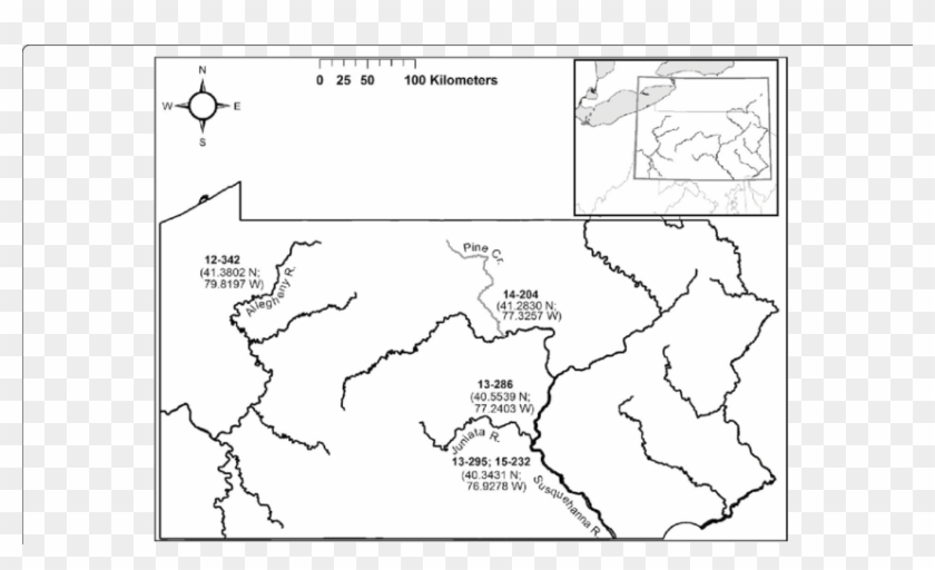 Geographic Origin Of The Five Largemouth Bass Virus - Map Clipart #1973926