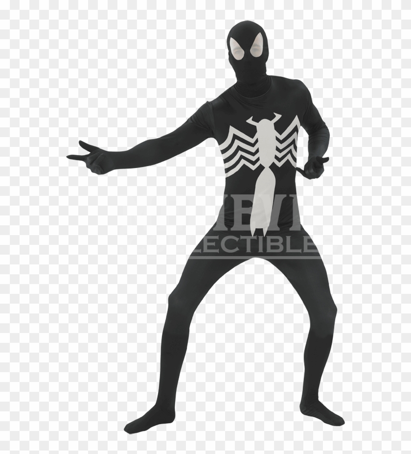 Adult Spider Man Second Skin Black Costume - Black Spiderman Costume Clipart #1974311