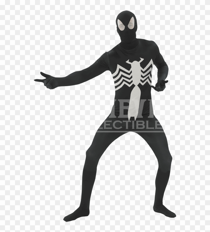 Adult Spider Man Second Skin Black Costume - Black Spiderman Costume Clipart