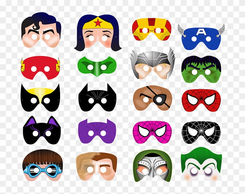 20 Printable Superhero Masks $28 - Super Hero Masks Art Clip - Png Download