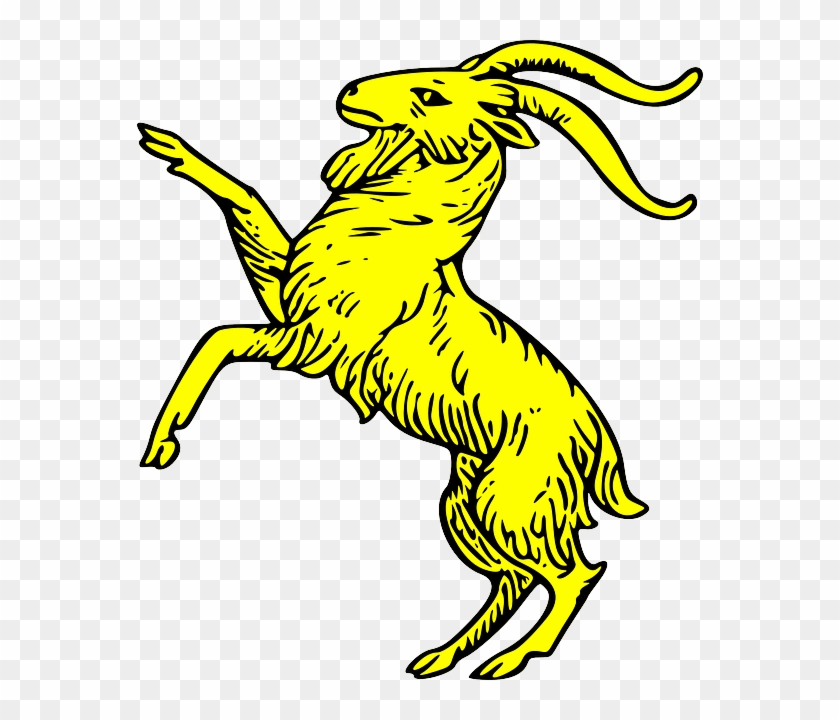 Shield Goat Gold Coat Arms Crest Horns Animal - Goat Rampant Clipart #1974609