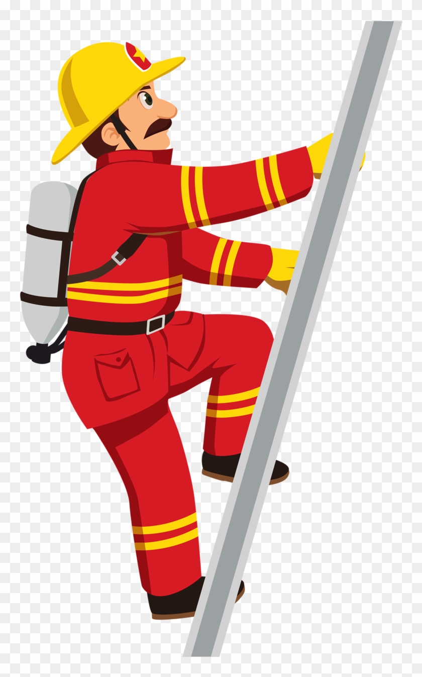Фото, Автор Soloveika На Яндекс - Fireman On Ladder Clipart - Png Download