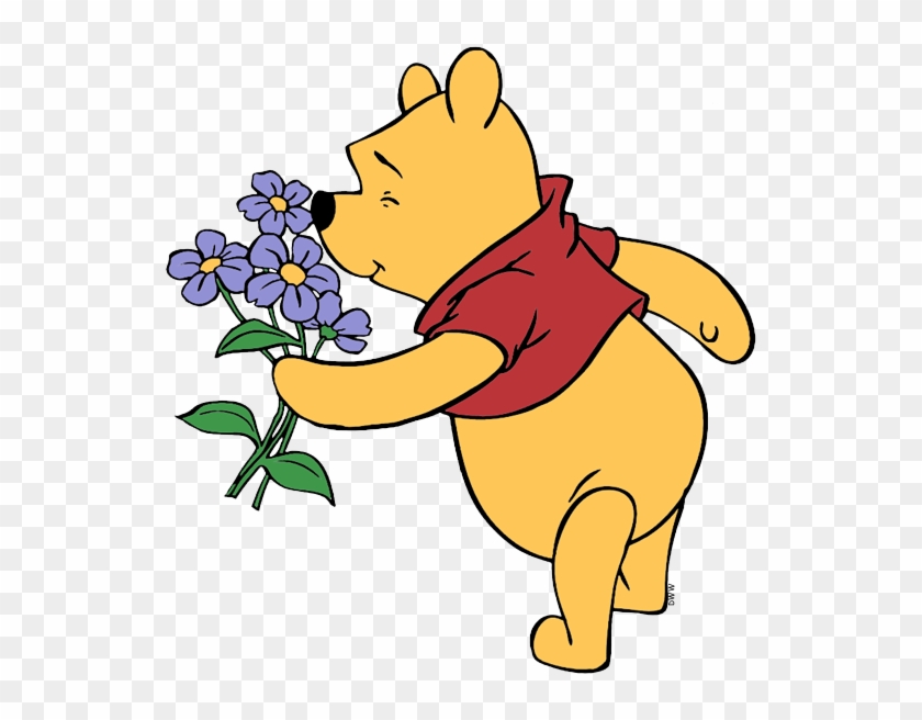 Pooh Cartoon Transparent Winnie The Pooh Smelling Flowers Clipart 1976015 Pikpng
