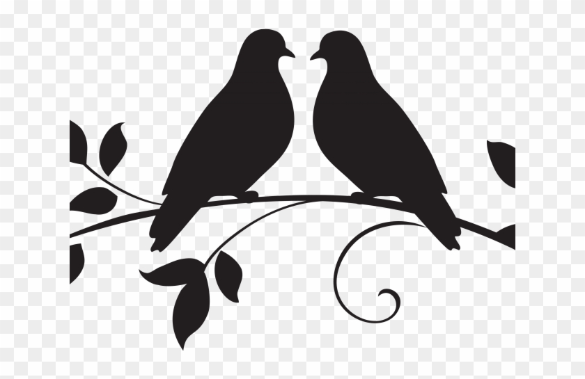 Crow Clipart Branch Silhouette - Love Birds Transparent Background - Png Download #1976900