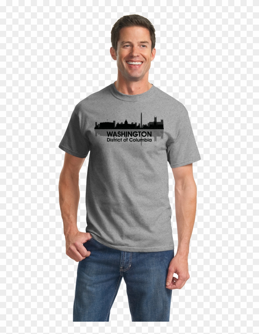 Unisex Grey Washington, Dc City Skyline T-shirt - Port And Company Essential Tee Clipart #1977265