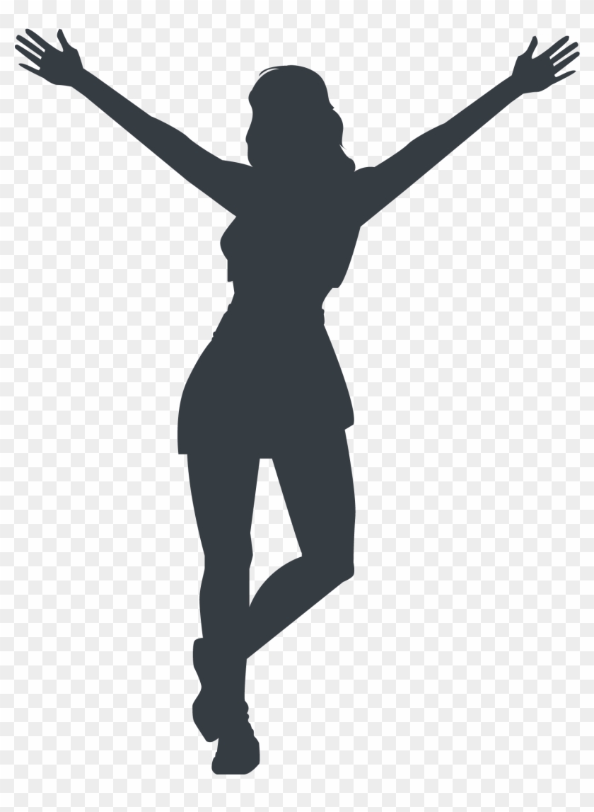 Athlete Silhouette - Cheerleader Poms Silhouette Clipart #1977318