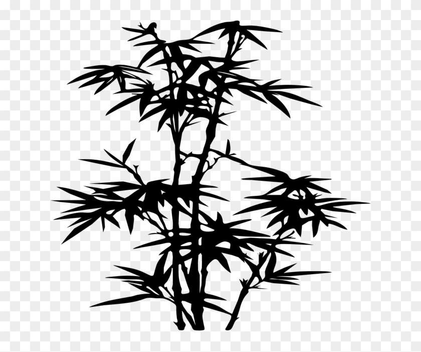 Bamboo, Plant, Black, Silhouette, Leaves Clipart #1977513