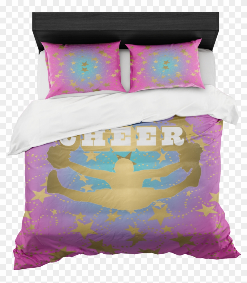 Cheer Silhouette With Stars In Gold And Magenta To - Duvet Cover Clipart #1977811
