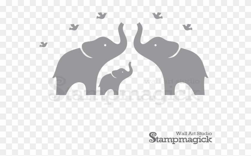 Elephants Wall Decal For Nursery, K118x - Wall Decal Clipart