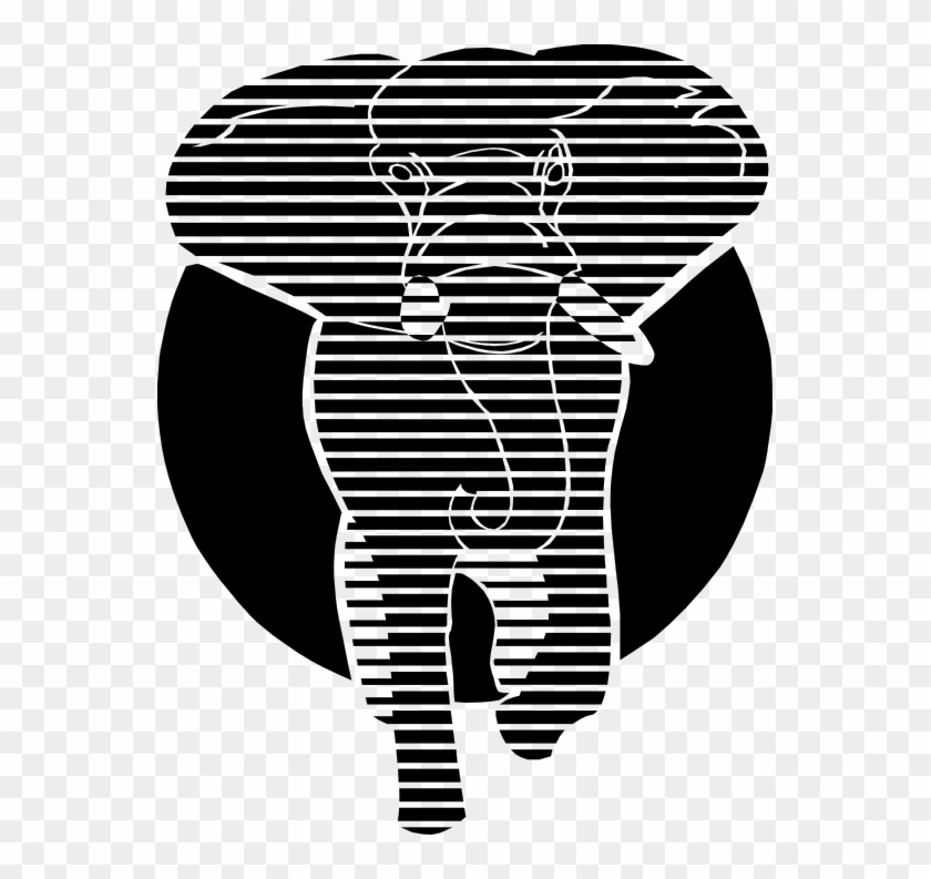 Elephant Stylized Black White Line Art Scalable Vector - White And Black Graphics Clipart