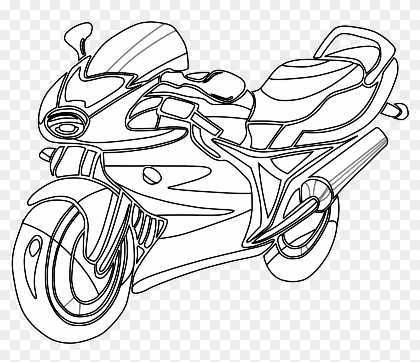 Motorcycle With A Modern Design Motorcycles Coloring - Motorcycle Clipart Black And White - Png Download #1980941