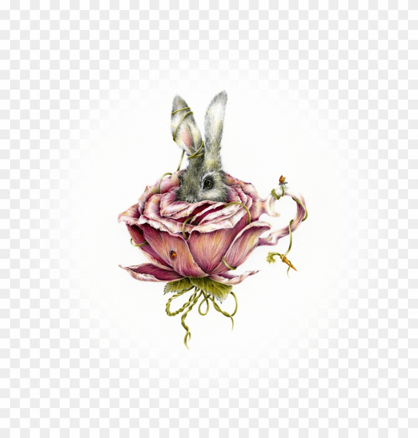 Rabbit In Flower Tattoo , Png Download Clipart #1983766